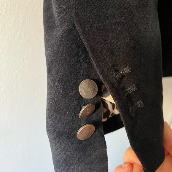 Zara Black Velvet Blazer with Leopard Accents - Picture 5 of 8